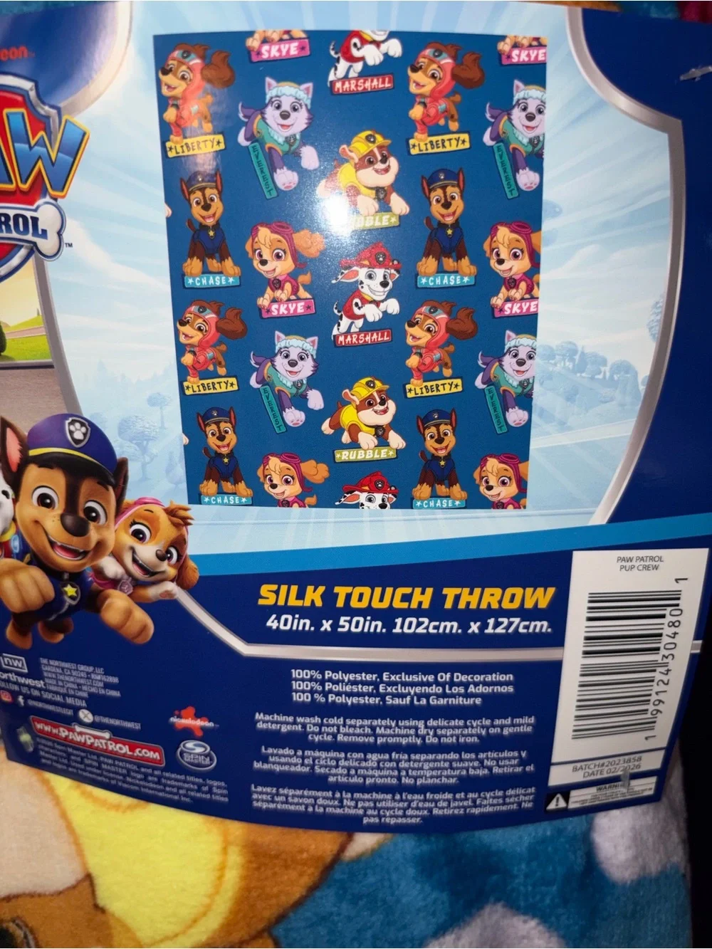 Paw Patrol Kids Plush Throw Blanket 40” x 50” Blue NWT Soft Polyester